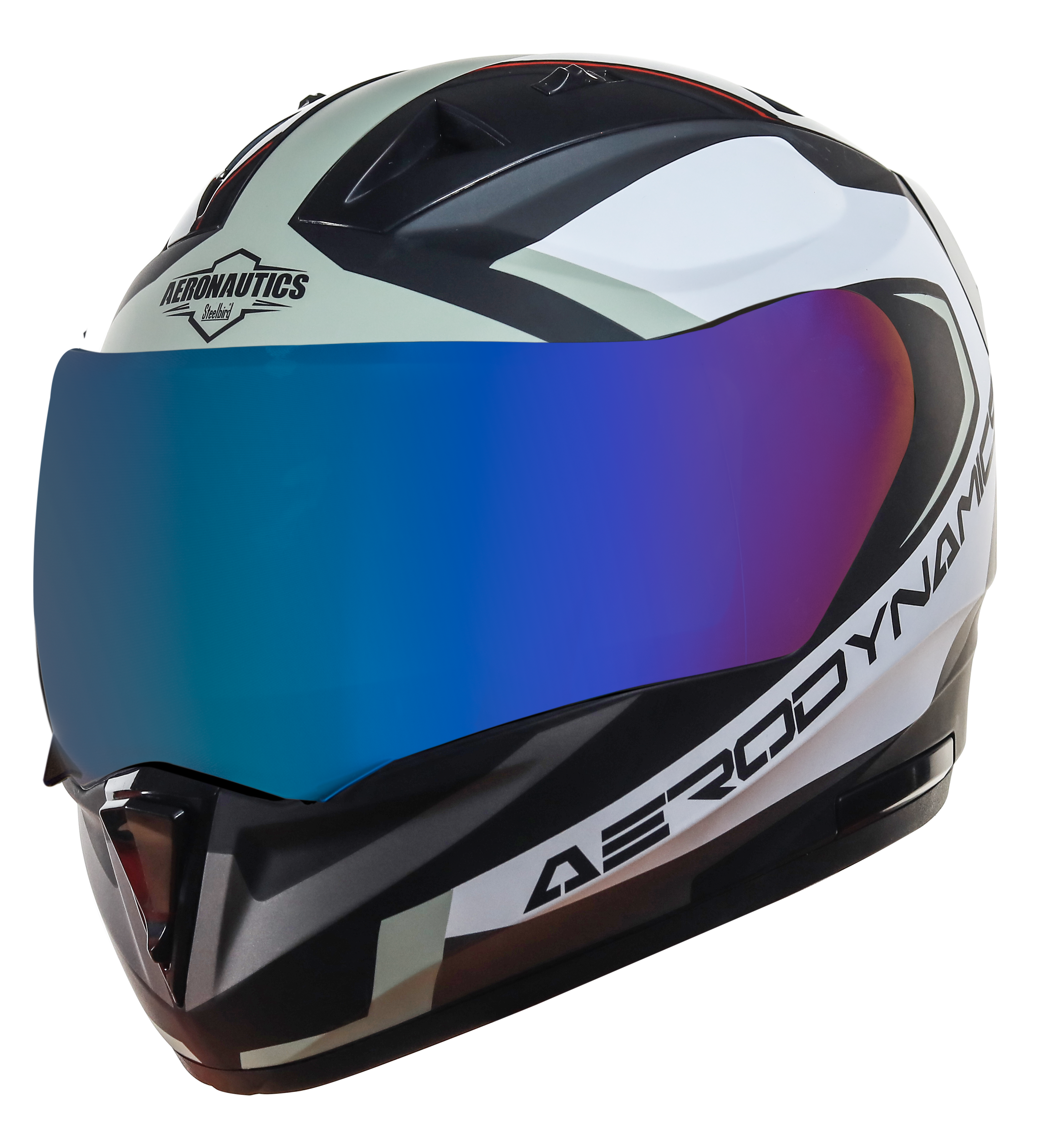 SA-1 Aerodynamics Mat Black With Gold(Fitted With Clear Visor Extra Blue Chrome Visor Free)